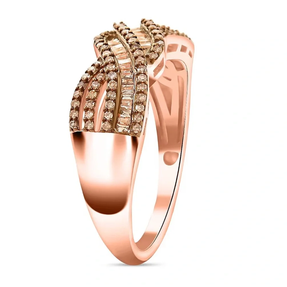Natural Champagne Diamond Ring Vermeil Rose Gold